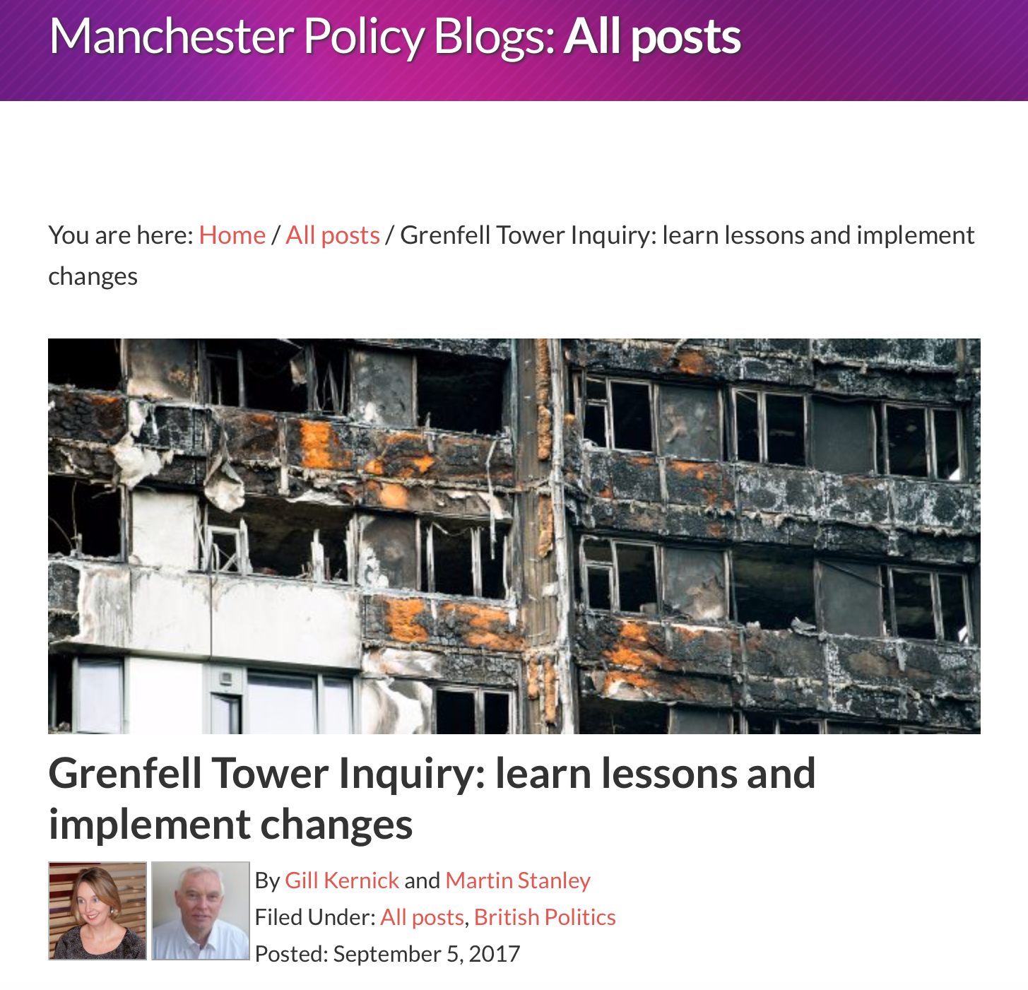Learn Lessons and Implement Change Grenfell Tower Inquiry