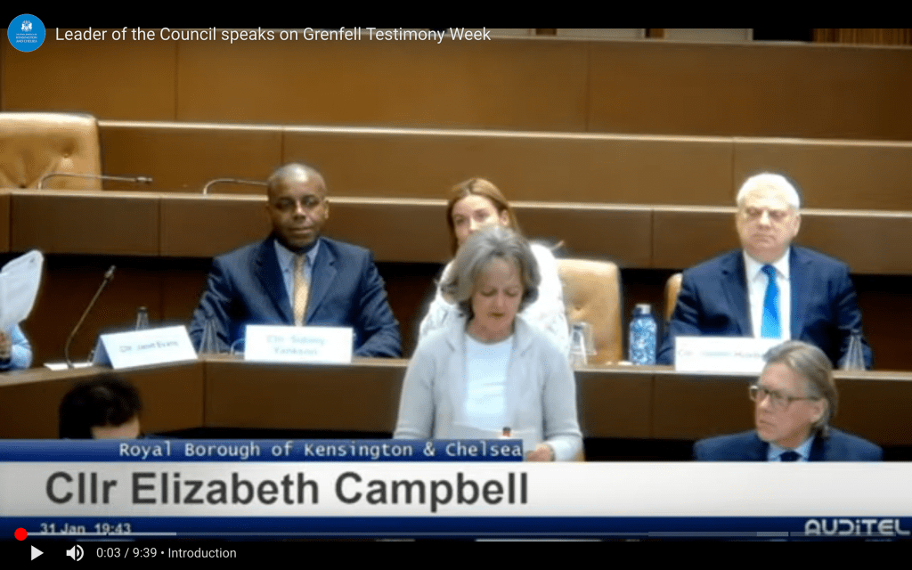 RBKC Leader addresses Council after Grenfell Testimony&nbsp;Week.
